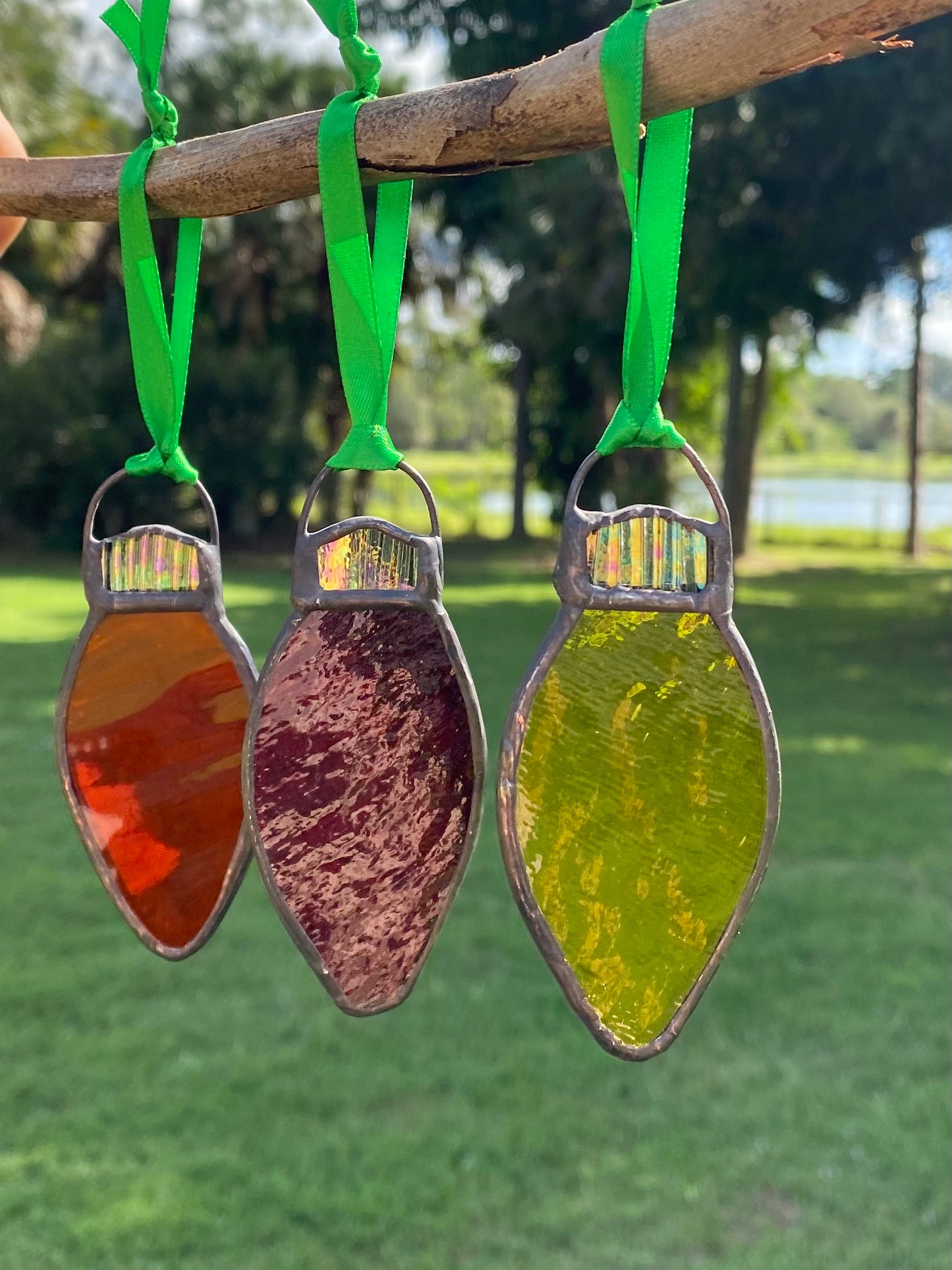 Winter Holiday Ornament- Trio of Bulbs