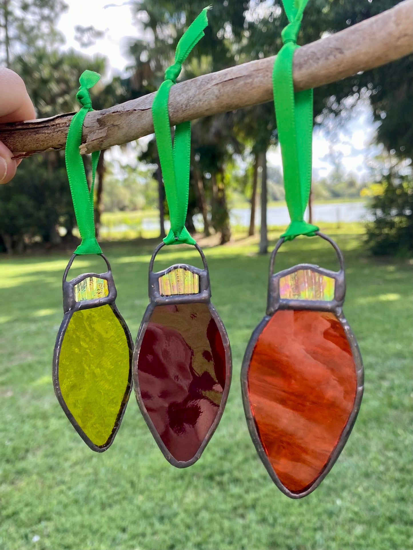 Winter Holiday Ornament- Trio of Bulbs