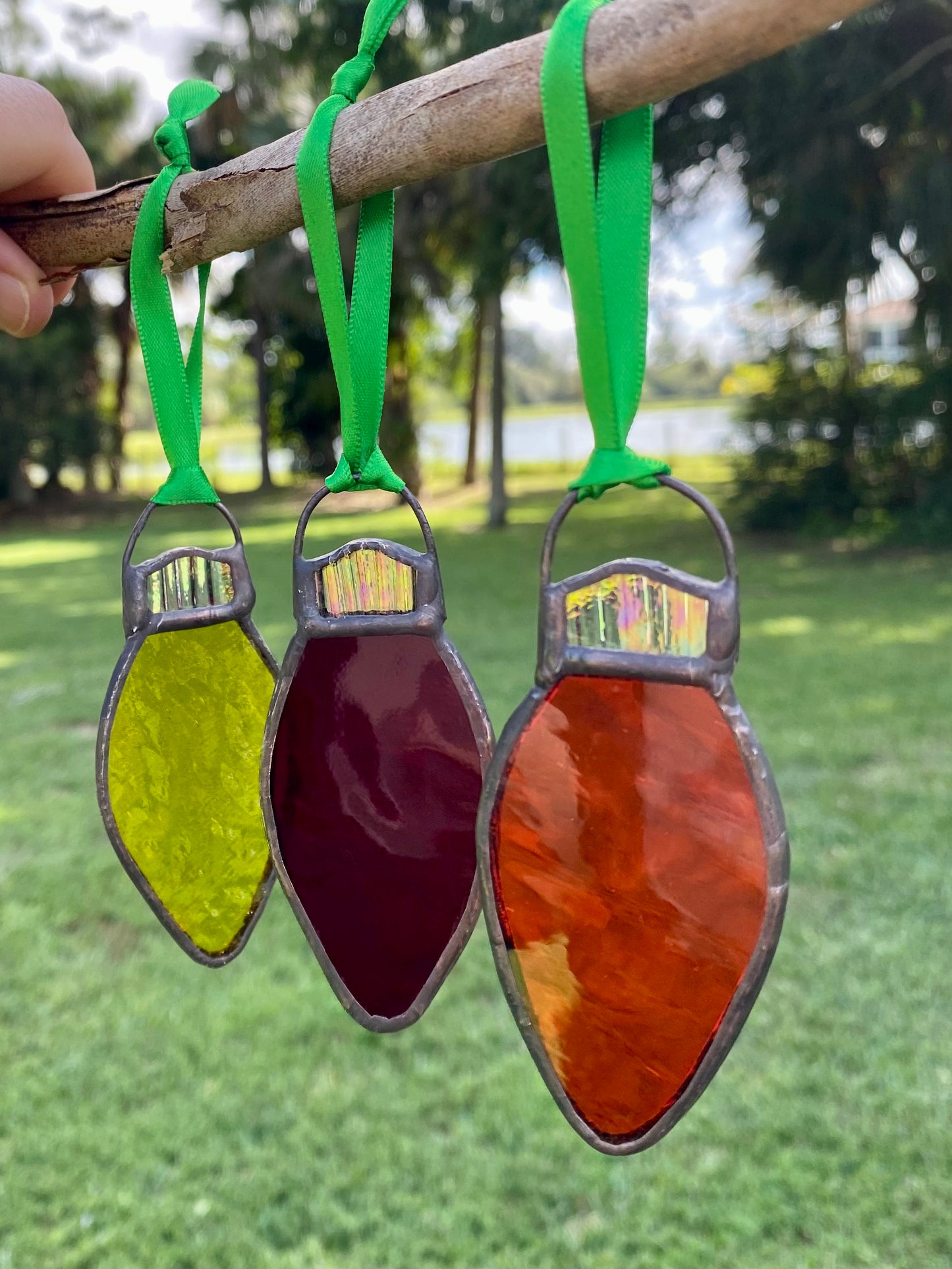 Winter Holiday Ornament- Trio of Bulbs