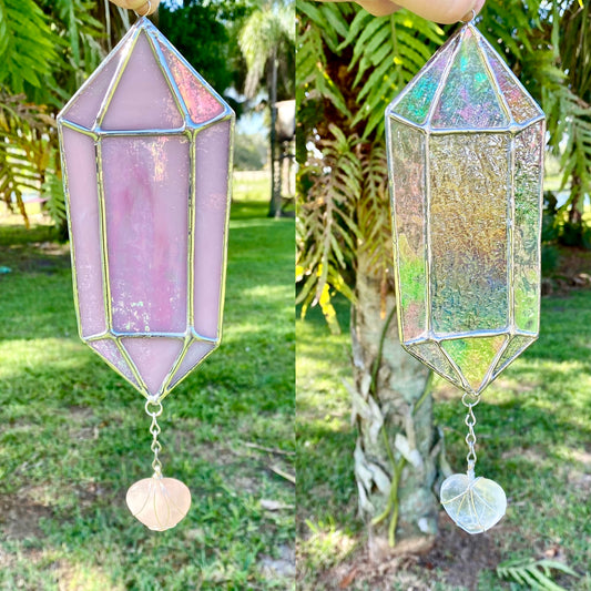 Iridescent Quartz Crystal with Wire-wrapped Crystal Heart