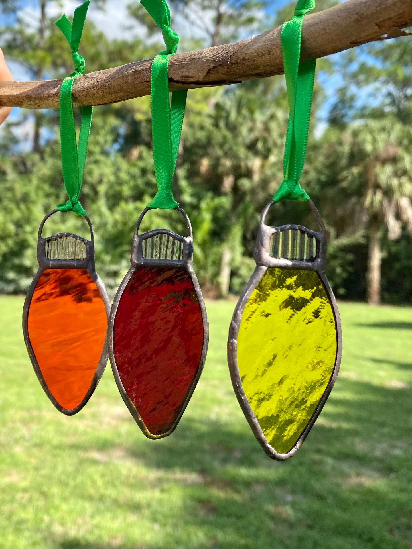 Winter Holiday Ornament- Trio of Bulbs