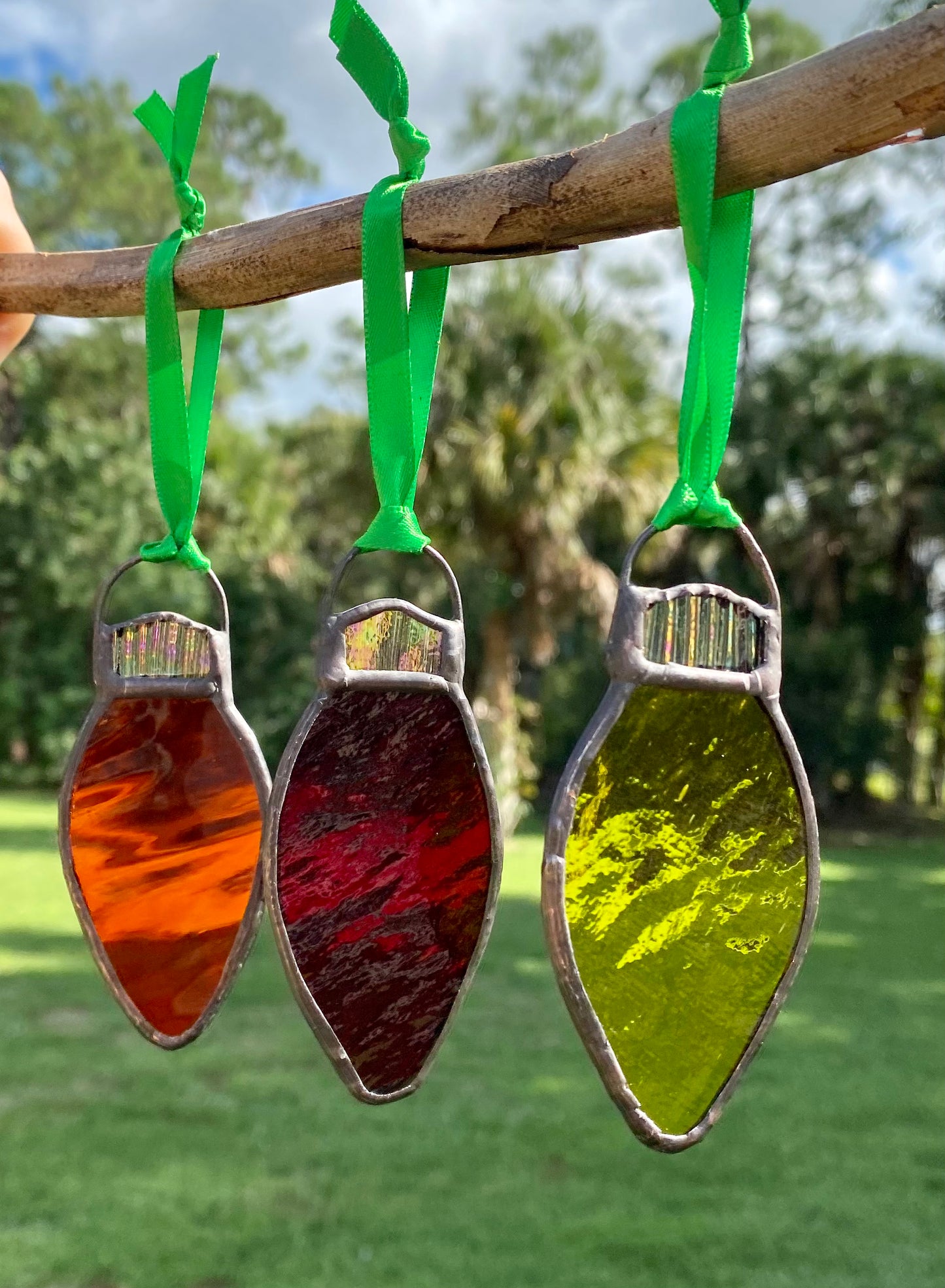 Winter Holiday Ornament- Trio of Bulbs