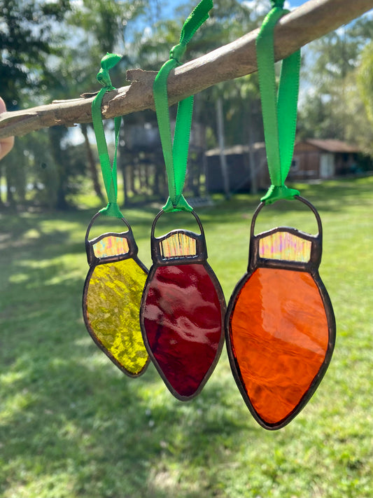 Winter Holiday Ornament- Trio of Bulbs