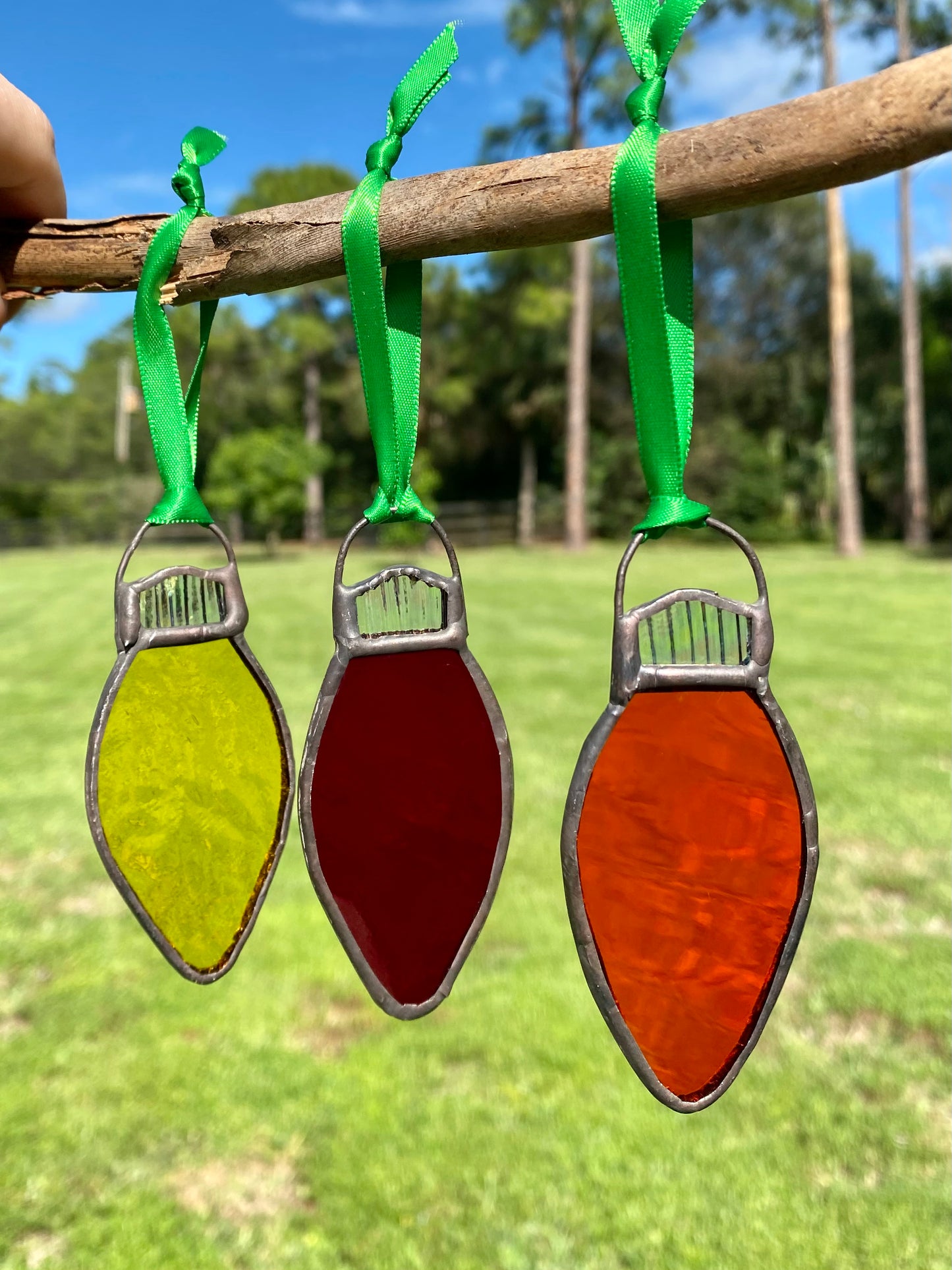 Winter Holiday Ornament- Trio of Bulbs