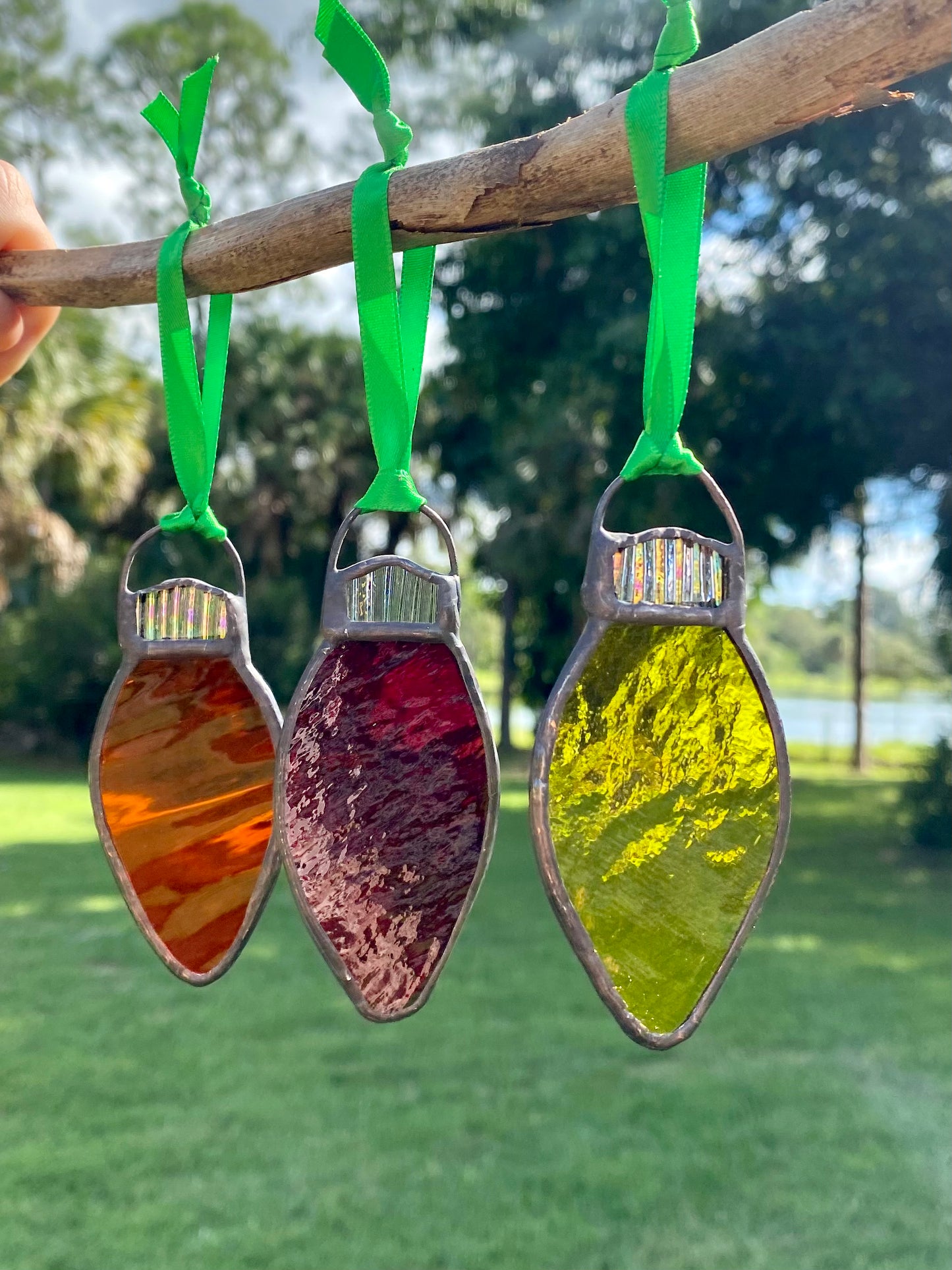 Winter Holiday Ornament- Trio of Bulbs