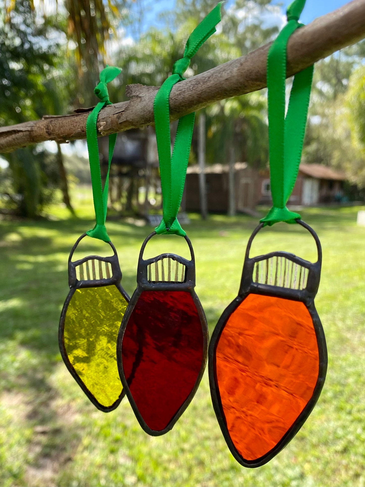 Winter Holiday Ornament- Trio of Bulbs