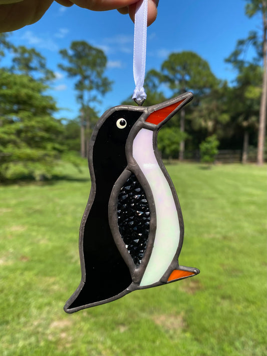 Winter Holiday Ornament- Glitzy Penguin