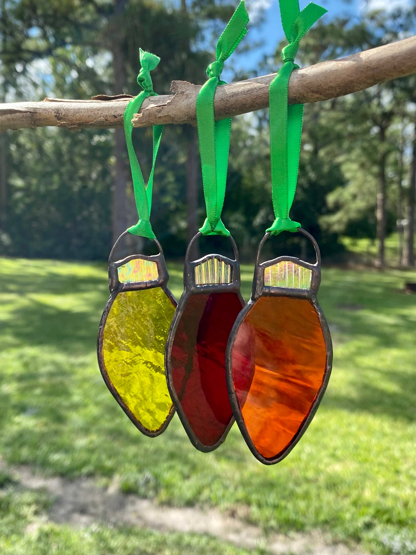 Winter Holiday Ornament- Trio of Bulbs