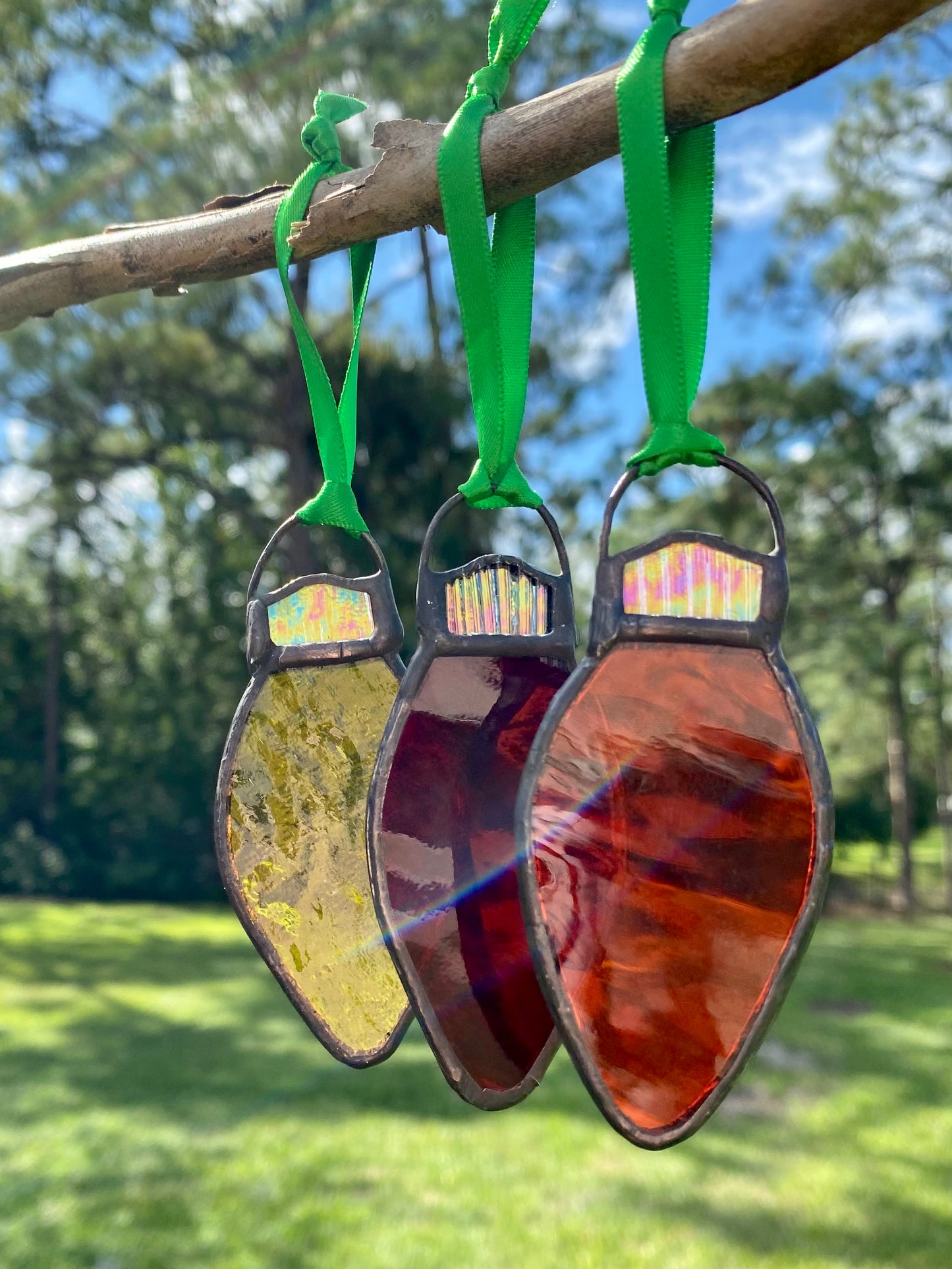 Winter Holiday Ornament- Trio of Bulbs